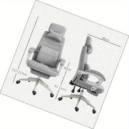 Bureaustoel – Bureaustoel met Wielen – Gaming Stoel – Desk Chair – Ergonomische Bureaustoel Grijs – Hoge Rugleuning – Verstelbare Zithoogte