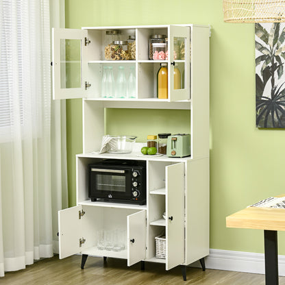 Keukenkast – Buffetkast – Opbergkast – Magnetronkast – Staande Kast – Wit – Verstelbare Planken – 90x40x180 cm