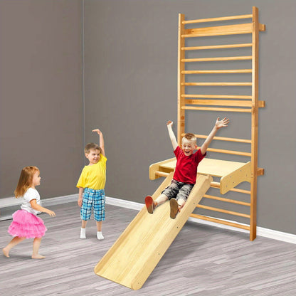 Houten Klimwand – Klimrek – Speelwand – Gymwand – Klimframe – Berkenhout – Max. Belastbaar 100 kg – Afneembare Driepoot