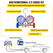 Vacuumpomp - 1.8CFM - 2 fasen - 1HP Koelmiddel Vacuümpomp - Koelgereedschap - HVAC-koeling - met spruitstukmeter - Blauw - QUORE