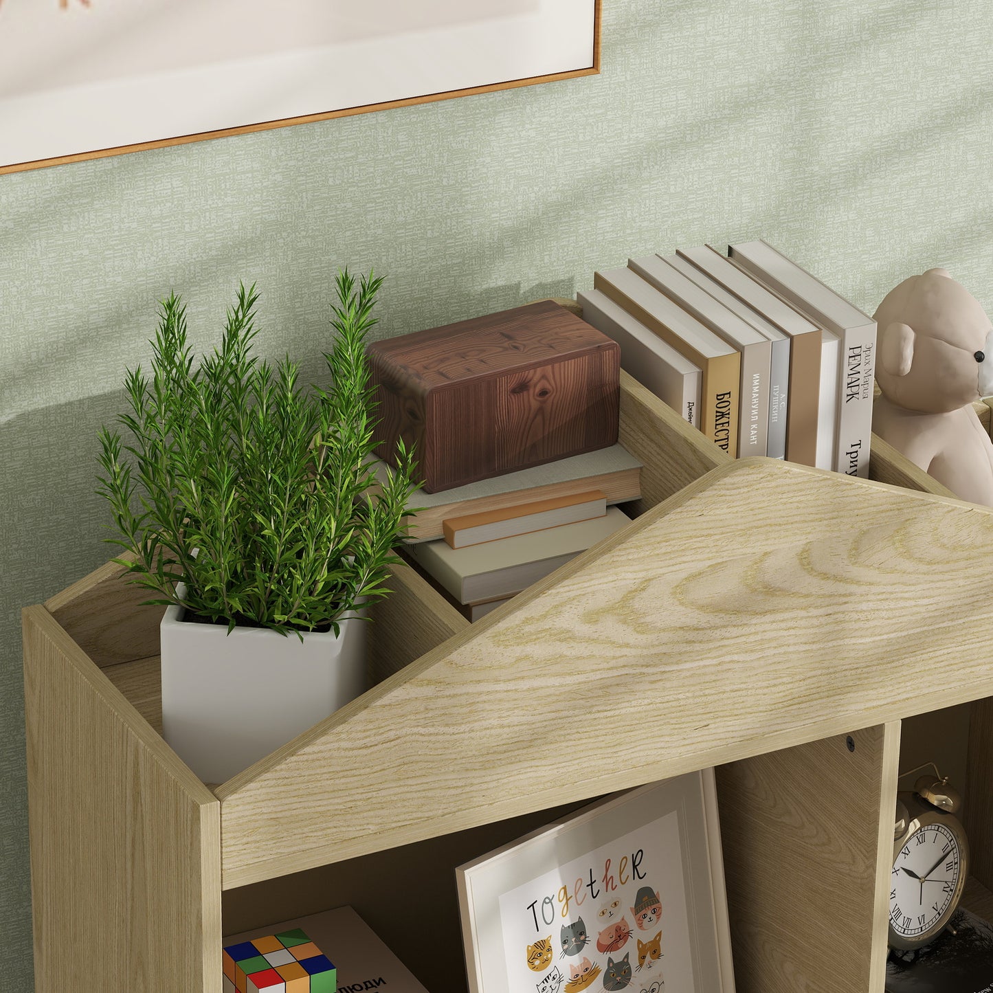 AIYAPLAY 'S Library Bookshelf 'S Storage Shelf 'S Room Toy Storage Furniture with 4 Niches, Cabinet for Playroom, 'S Room, Living Room - 80 X 30 X 140, 5 Cm Green