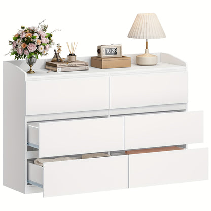Commode – Ladekast – Dressoir – Opbergkast – Kast – Wit – 6 Lades – Hoogwaardig Spaanplaat – 138x40x84 cm