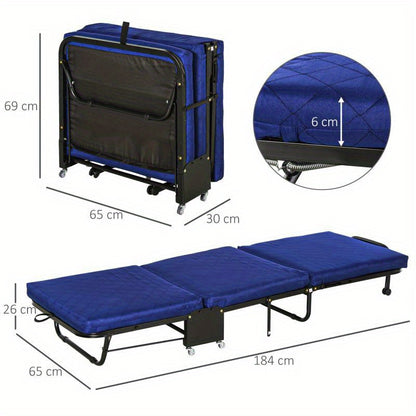 Opklapbed – Opvouwbaar Bed – Logeerbed – Relaxstoel – Slaapbed – Verstelbaar Stalen Frame – Comfortabele Foam Matras – 3-standen – Compact 184x65x26 cm