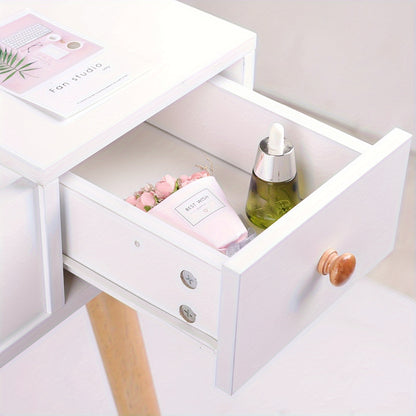 Make-up Tafel – Make-uptafel – Dressing Table – Kaptafel – Schminktisch – Wit – Scandinavisch Design – Vouwdeksel Met Spiegel – 2 Lades En 5 Opbergvakken