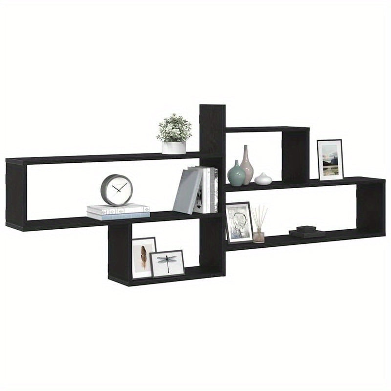 Wandplank – Muurplank – Schap – Opbergplank – Displayplank – Zwarte Eikenhout Look – Modern Europees Design – 167,5x18x68 cm – Eenvoudige Wandmontage