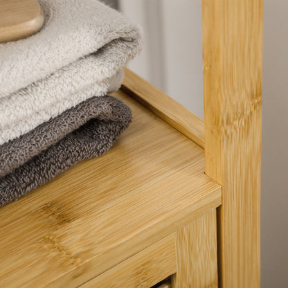 Hoogte Verstelbaar Badkamerkastje – Badkamermeubel – Opbergkast – Wandkast – Opbergkastje – Natuurlijk Houtlook – Verstelbare Hoogte 33-120 cm – Wandmontage Space Saver
