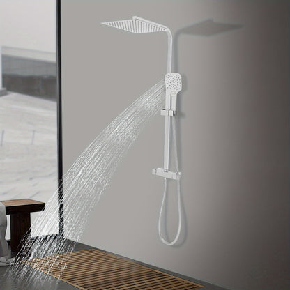 TOOL1SHOOO 30cm Thermostatic Shower Set With Three Hand Shower Modes - Silver, Top Shower With 360° Swivel, Adjustable Height 29.53-48.03inch, Intelligent Thermostatic Suitable For Bathroom Showers And Bathtubs