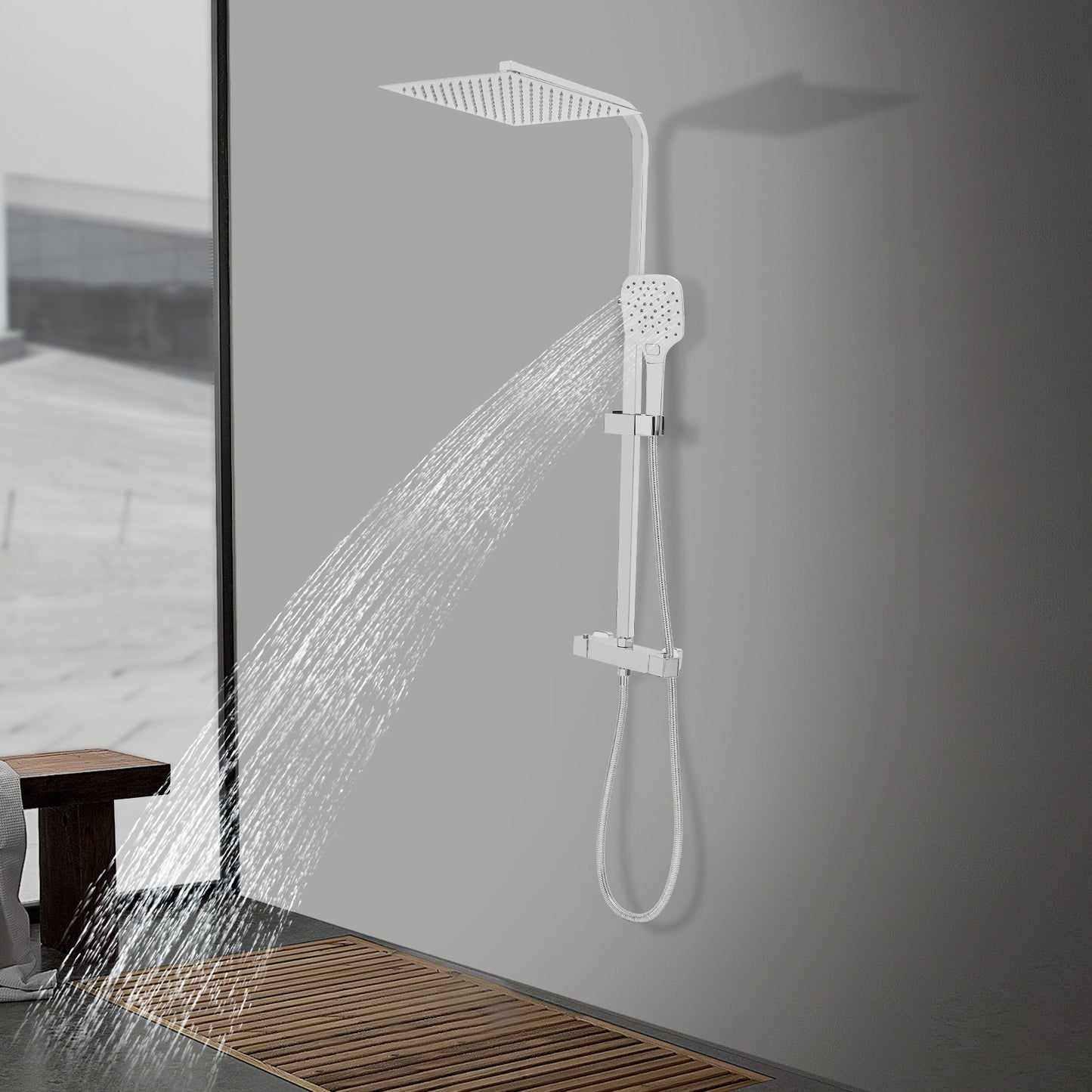 Selected Materials Two Water Spray Modes Rotating Design Adjustable Height shower set