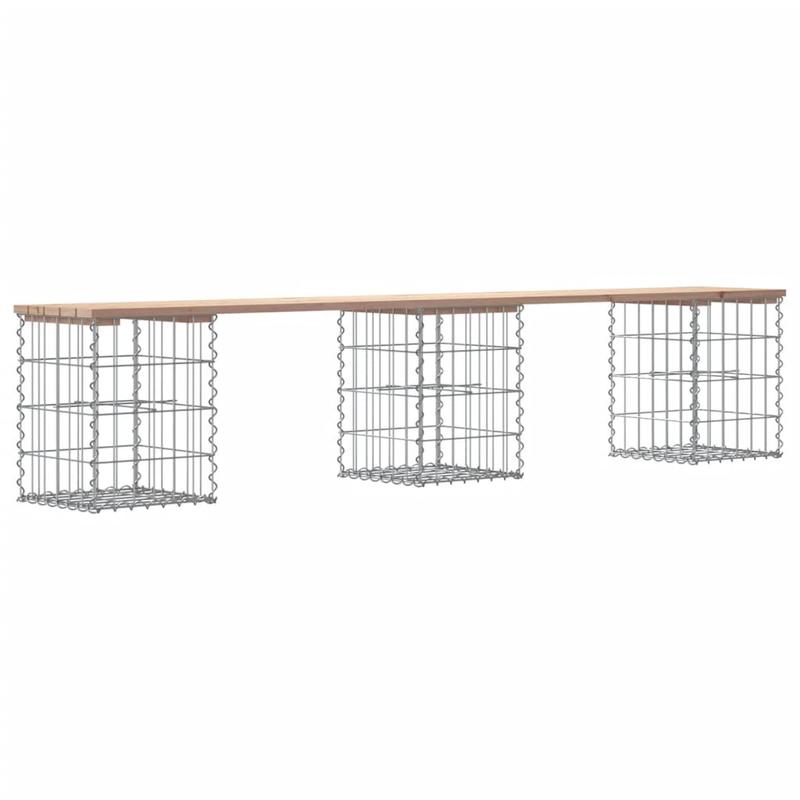 Gabionbank – Schanskorfbank – Tuinbank – Buitenbank – Balkonbank – Stevig Massief Grenenhout – Metaalframe – Steen-opvulbaar – Weerbestendig – 203x31x42 cm