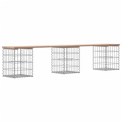 Gabionbank – Schanskorfbank – Tuinbank – Buitenbank – Balkonbank – Stevig Massief Grenenhout – Metaalframe – Steen-opvulbaar – Weerbestendig – 203x31x42 cm