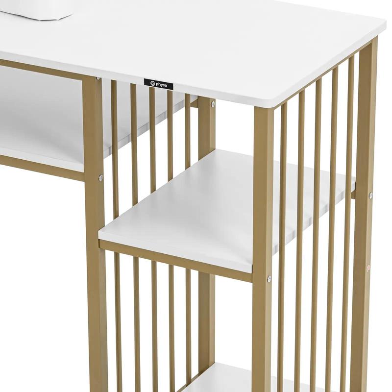 Cosmetic Manicure Desk with Hand Rest, 110 x 46 cm - White Gold