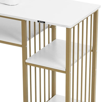 Cosmetic Manicure Desk with Hand Rest, 110 x 46 cm - White Gold