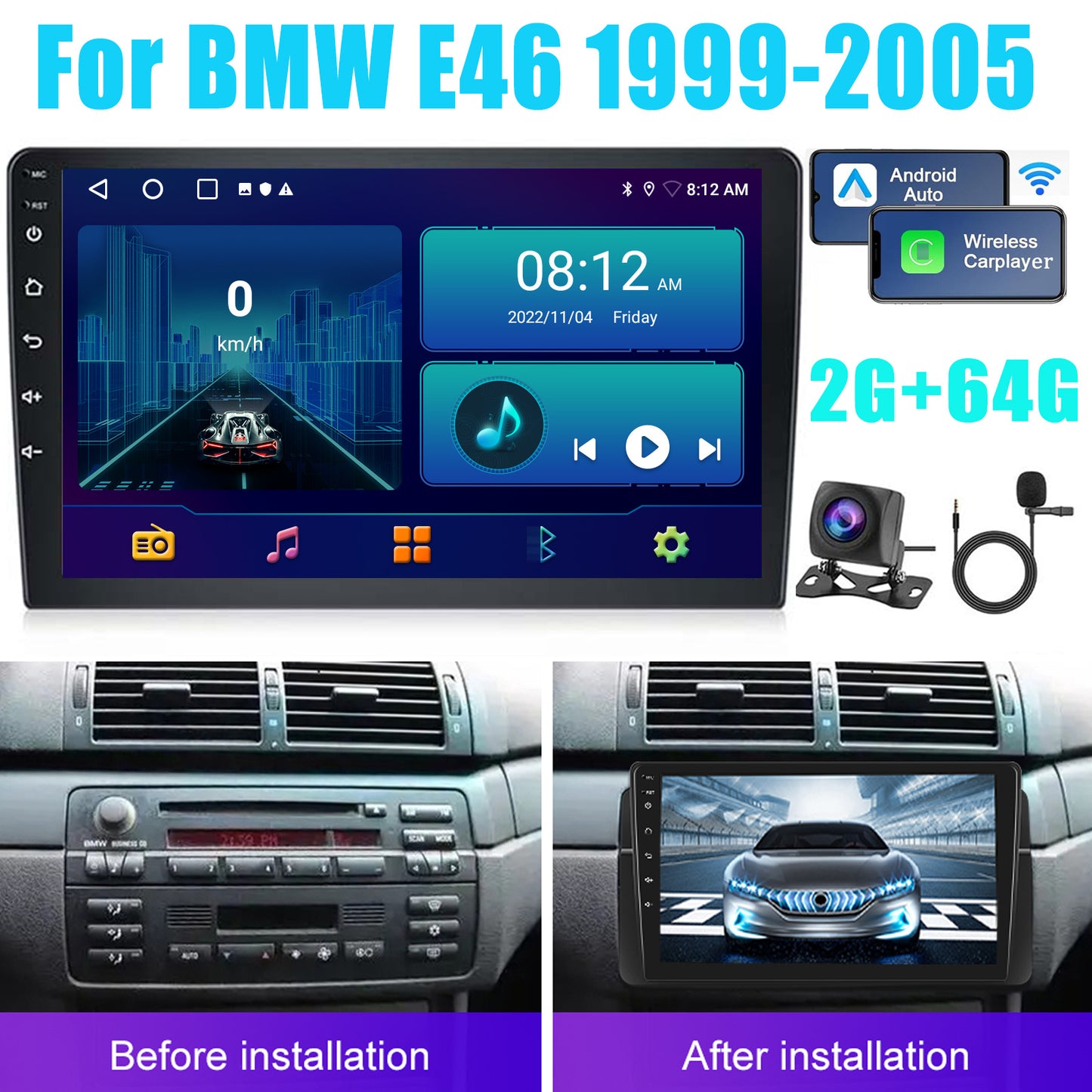Autoradio Benz GLK – Double Din Radio – Multimedia Speler – Android Autoradio – Car Audio Systeem – 10,25 Inch HD IPS Touchscreen – Wireless CarPlay & Android Auto