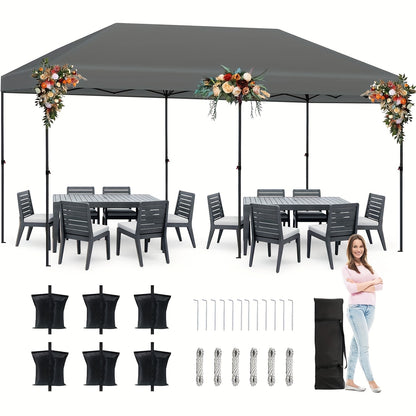 Partytent – Feesttent – Tuintent – Paviljoen – Vouwtent – One-Touch Pop-Up – 3x6 Meter – Versterkt Stalen Frame – Windbestendig
