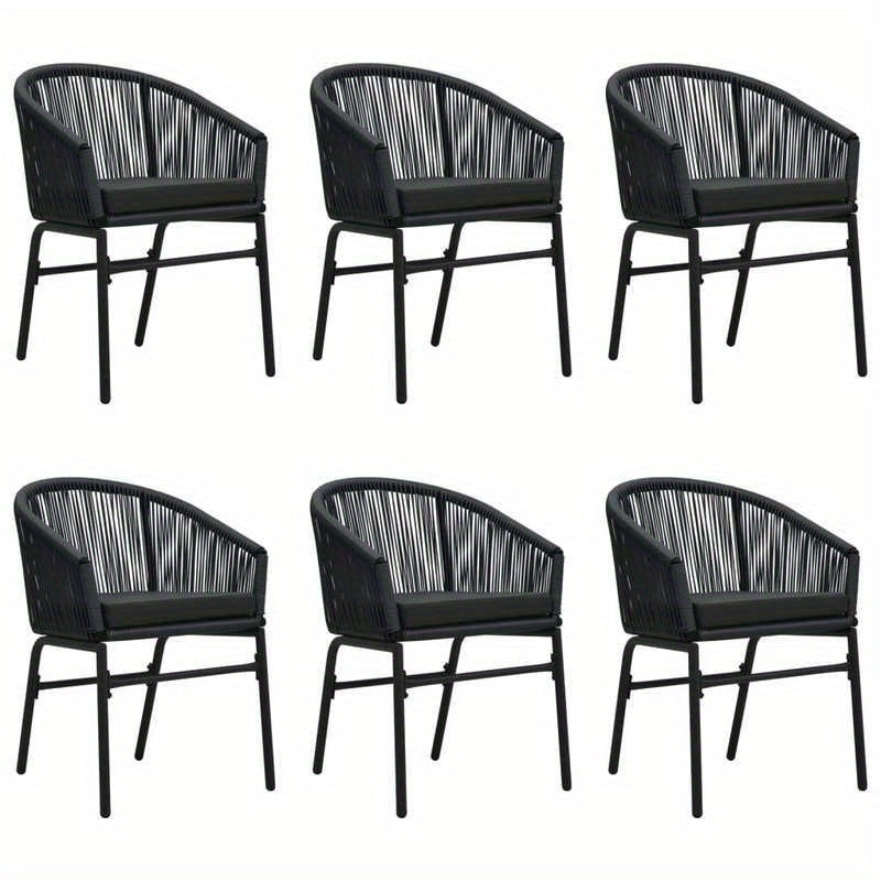 7pcs Garden Furniture Set in Black, Suitable for Temporary Outdoor Use.