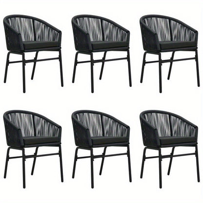 7pcs Garden Furniture Set in Black, Suitable for Temporary Outdoor Use.