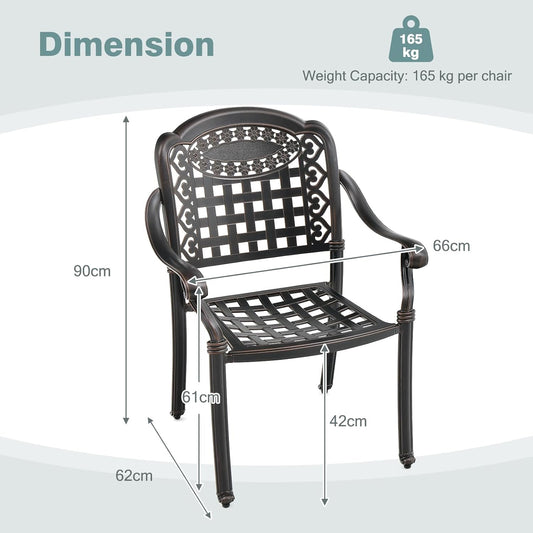 Terrasstoelen – Tuinstoelen – Balkonstoelen – Stapelbare Stoelen – Eetkamerstoelen – Gietaluminium – Verstelbare Voetjes – Draagkracht 165 kg