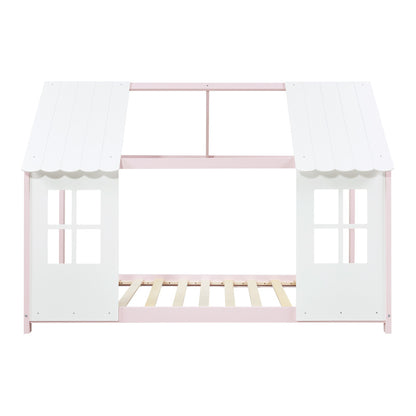 Kinderbed – Huisjesbed – Kinderbedden – Eenpersoonsbed – Speelbed – Massief Hout – Semi-Open Ontwerp – 140x200 cm – Wit