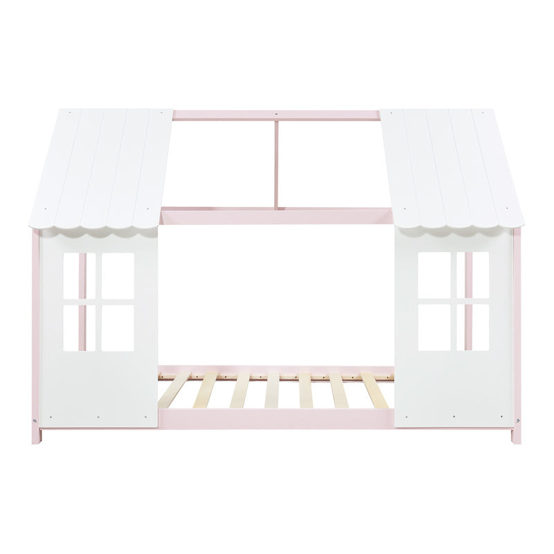 Kinderbed – Peuterbed – Juniorbed – Huisbed – Slaapbed – Halfopen Design – Massief Dennenhout – 140x200 cm – Wit