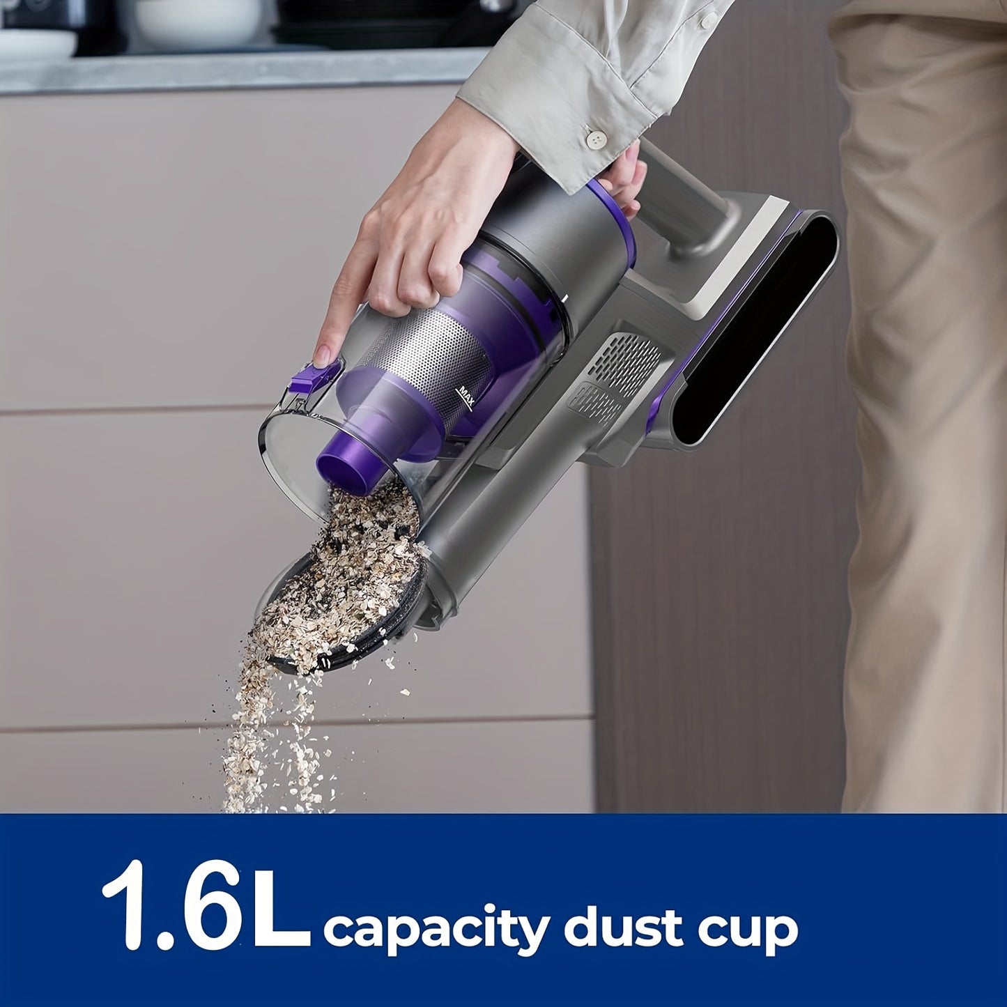 Stofzuiger – Draadloze Zuiger – Zakloze Cleaner – Handstofzuiger – Kruimeldief – Krachtige Zuigkracht 64 kPa – Lichtgewicht Metalen Design Paars