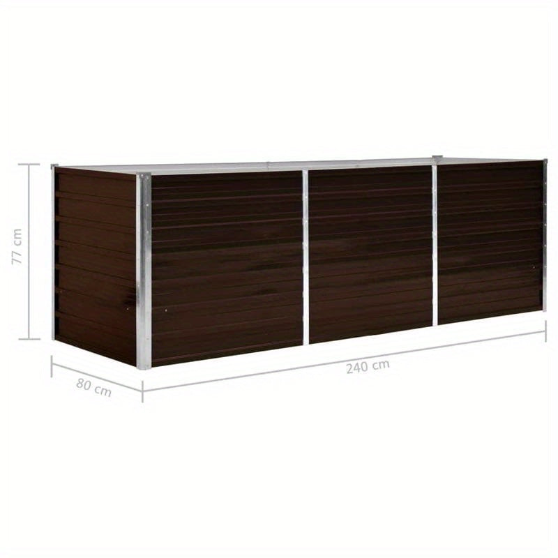 Hoogtebed Tuin – Verhoogd Bed – Plantenbak – Moestuinbak – Tuinbak – Gegalvaniseerd Staal – 240x80x77 cm – Weerbestendig Bruin