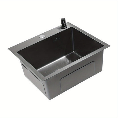 Dubbele Gootsteenbar – Keuken Organizer – Afwasrek – Zeepdispenser – Roestvrijstalen Drainer – Zwart – Compact 45x40 cm – Eenvoudige Installatie Zonder Boren