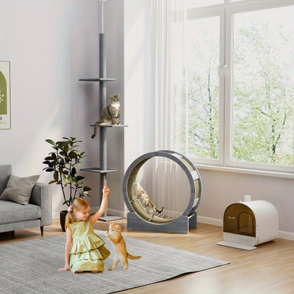 Kattenspeelrad – Kattenloopwiel – Kattenwiel – Kattenfitness – Kattengym – 91 cm Diameter – Siliconen Oppervlak Met Remfunctie