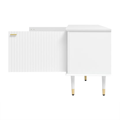TV Lowboard – Tv Meubel – Mediameubel – Kast – Onderkast – Wit Met Gouden Accenten – Soft-Close Deuren – Kabelmanagement & Verstelbare Pootjes 170x36x54,5 cm