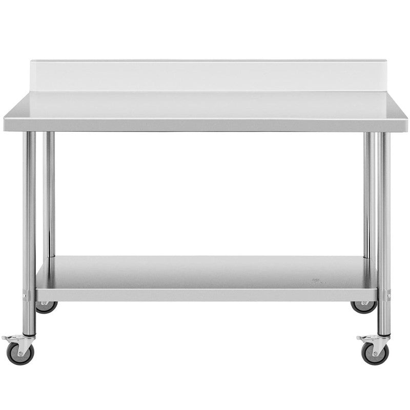 Serveerwagen – Keukentrolley – Keukenwagen – Roltafel – Opbergwagen – RVS Werktafel – 60x150 cm – 4 Wielen Met Rem