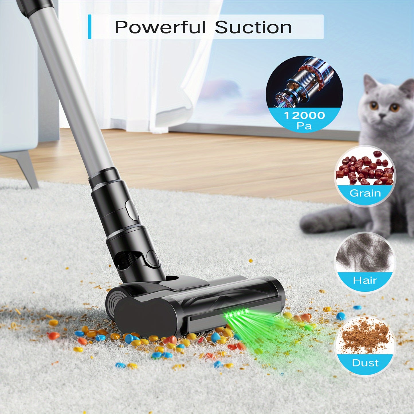 YC1 Draadloze Steelstofzuiger – Stofzuiger Zonder Snoer – Handstofzuiger – Steelstofzuiger – Kruimelzuiger – 13.000 Pa Zuigkracht – HEPA Filter 99,99%