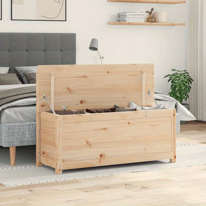 Modern Solid Pine Bench with Storage - 104.14cmW x 44.45cmD x 76.2cmH - Light Wood Finish, Versatile Shoe Rack or Living Room Ottoman