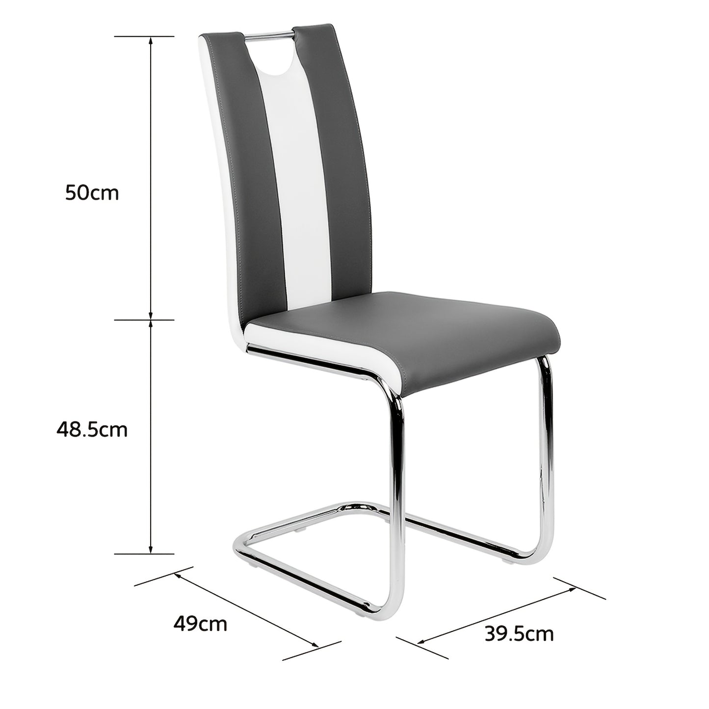 4pcs Modern PU Leather Dining Chair Set - White & Grey Wingback Armless Chairs with Grey, Sturdy Frame & Easy-Clean Faux Leather, Contemporary Minimalist Furniture for Home, Office, Restaurant (Compatible with Hard Floors) -