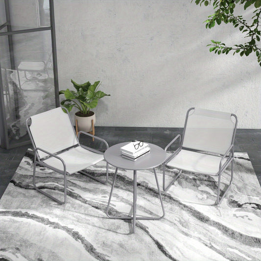 Balkonset – Bistroset – Tuinset – Buitenmeubelset – Zitgroep – Lichtgrijs – Gecoat Staal – Compact Formaat