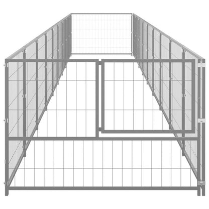 Hondenkennel 9 square meter staal zilverkleurig