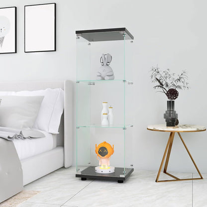 Glazen Vitrinekast – Vitrine – Displaykast – Verzamelkast – Collectiekast – 3 Ruime Planken – Veilig Slot – Wit MDF Frame