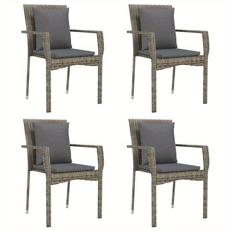 Tuinset – Tuinstoelen – Buitenmeubels – Terrasmeubelen – Polyrattan Stoelen – Weerbestendig Materiaal – Inclusief Comfortabele Kussens – Grijs