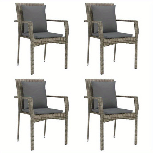 Tuinset – Tuinstoelen – Buitenmeubels – Terrasmeubelen – Polyrattan Stoelen – Weerbestendig Materiaal – Inclusief Comfortabele Kussens – Grijs