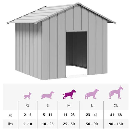 Hondenhok – Hondenhuis – Hondenbench – Hondenkooi – Hondenverblijf – Verzinkt Staal – Zwart Dak – 131x101x102 cm – Weerbestendig – Geïsoleerd