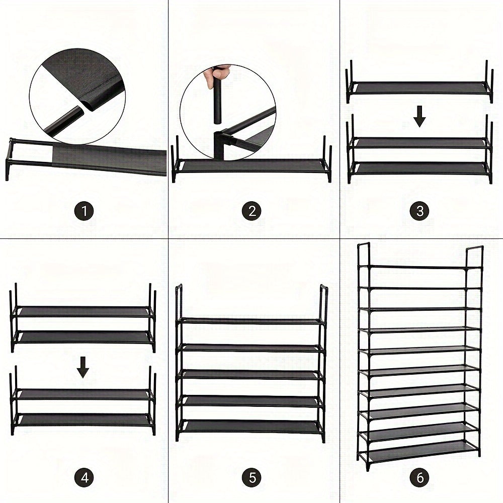 Schoenenkast – Schoenenrek – Schoenopberger – Schoenenplank – Schoenendisplay – 10 Niveaus – Geschikt Voor 48 Paar Schoenen – Waterbestendig – Vrijstaand Ontwerp