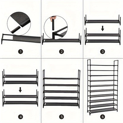 Schoenenkast – Schoenenrek – Schoenopberger – Schoenenplank – Schoenendisplay – 10 Niveaus – Geschikt Voor 48 Paar Schoenen – Waterbestendig – Vrijstaand Ontwerp