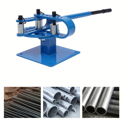 Handmatige Buigmachine – Buizenbuiger – Pijpbuiger – Metalen Buigen – Staven Buigen – Blauw – Telescopisch Handvat 112 cm – 7 Verwisselbare Buigmatrijzen 25-75 mm