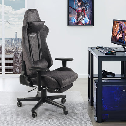 Gamingstoel – Gamestoel – Gaming Chair – Bureaustoel – Game Stoel – Ergonomisch Design – Verstelbare Hoogte 8 cm – Met Voetensteun – Vintage Flanellen Bekleding