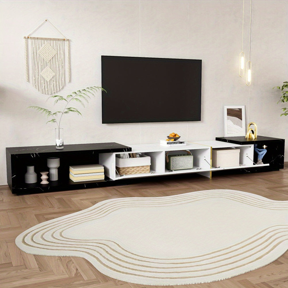 This TV Stand, Adjustable in Length from 140 to 260 Cm, Offers Flexibility to Fit Your Space. It Features a Rotating Function And Merges Contemporary Design with Practical Use, Enhancing The Style of Your Living Room While Se