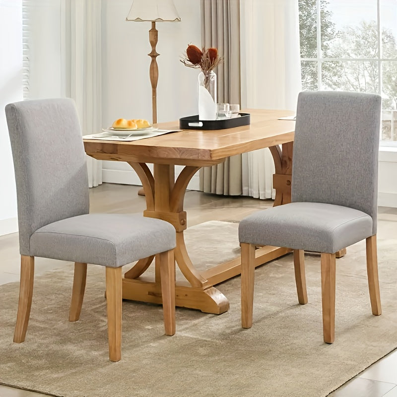 Eetkamerstoelen Set van 2 – Stoelen – Dining Chairs – Keukenstoelen – Thuiswerkstoelen – Grijze Gestoffeerde Stoelen – Ergonomische Gebogen Rugleuning – Massief Beukenhout Frame Met Memory Foam Zitting