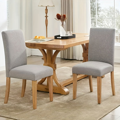 Eetkamerstoelen Set van 2 – Stoelen – Dining Chairs – Keukenstoelen – Thuiswerkstoelen – Grijze Gestoffeerde Stoelen – Ergonomische Gebogen Rugleuning – Massief Beukenhout Frame Met Memory Foam Zitting