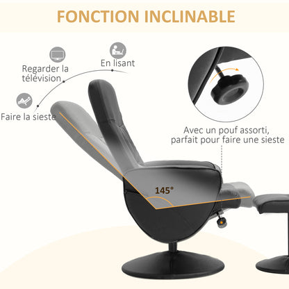 tv-fauteuil – relaxstoel – loungestoel – draaifauteuil – zithoekstoel – verstelbare rugleuning tot 145° – 360° draaibaar metalen frame