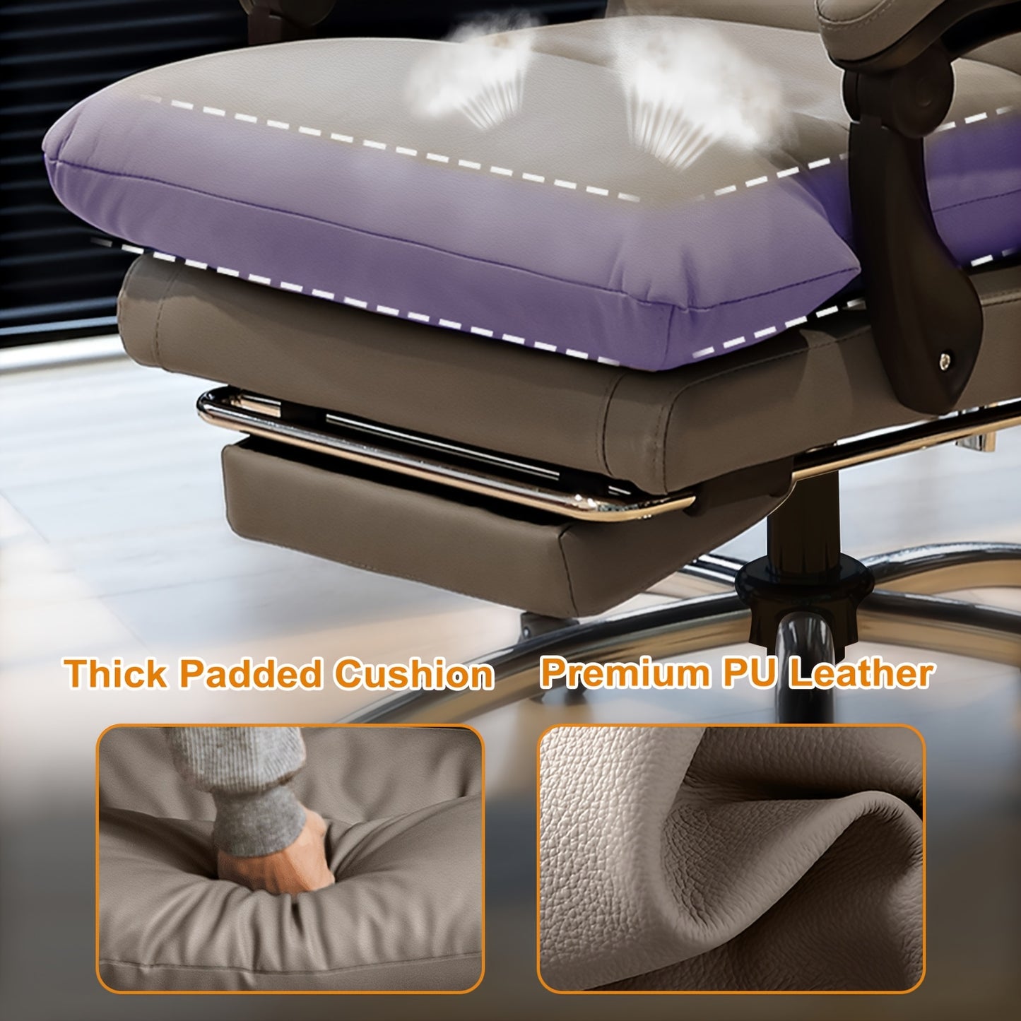 Ergonomische Bureaustoel – Bureaustoel Met Voetsteun – Kantoorstoel – Gamingstoel – Werkstoel – Verstelbare Hoogte – Memory Foam Zitting – Wit
