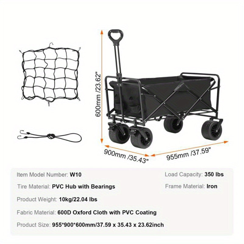 All Terrain Strandwagen – Strandkar – Vouwkar – Bolderkar – Boodschappenwagen – Draagkracht Tot 158 Kg – Stevige Brede Banden