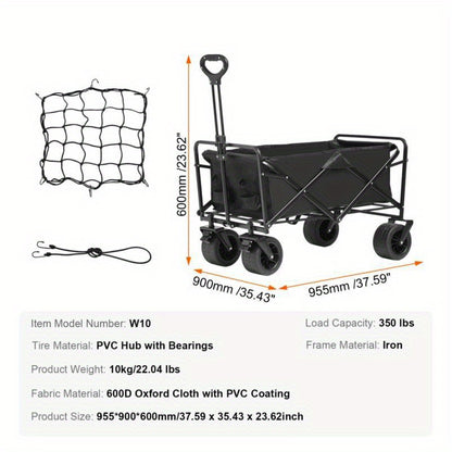 All Terrain Strandwagen – Strandkar – Vouwkar – Bolderkar – Boodschappenwagen – Draagkracht Tot 158 Kg – Stevige Brede Banden