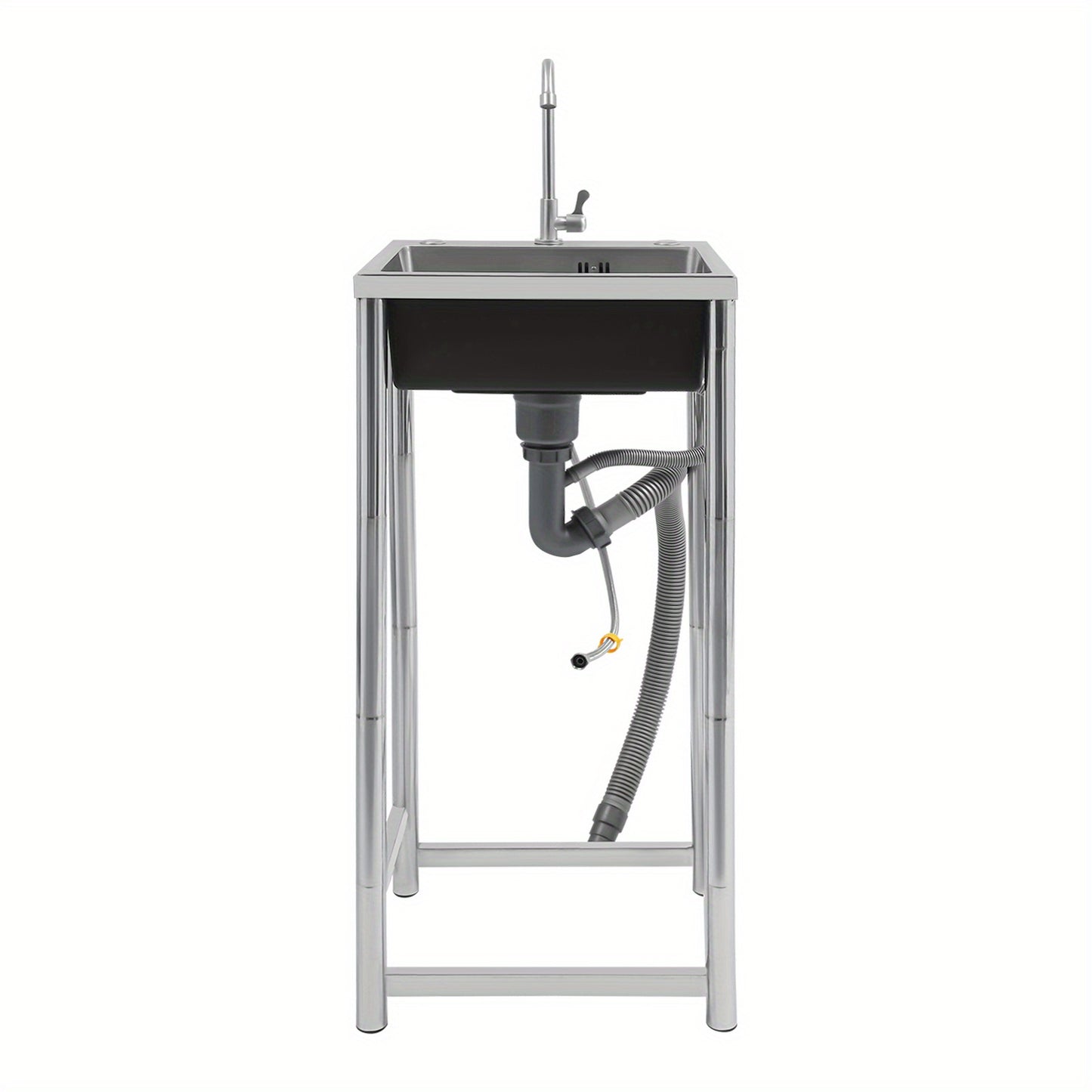 Keukenkraan – Spoelbak – Mengkraan – Wastafelkraan – Vrijstaande Kraan – RVS Materiaal – 360° Draaibare Uitloop – Grote Enkel Kom 45x40x22 cm